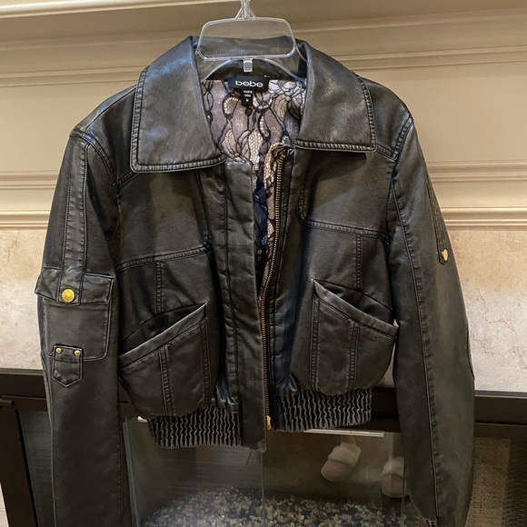 Cropped leather bomber jacket - Picture 1 of 6